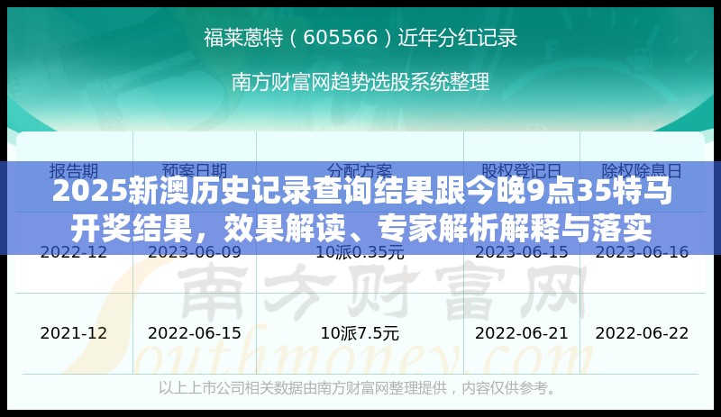2025新澳历史记录查询结果跟今晚9点35特马开奖结果，效果解读、专家解析解释与落实